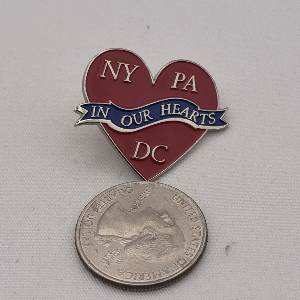 September 11th Memorial In Our Hearts NY PA DC Lapel Hat Pin